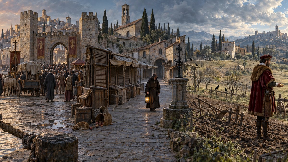 Painted panorama from the GoatNut video: 5 Things Nobody Tells You About The Black Death