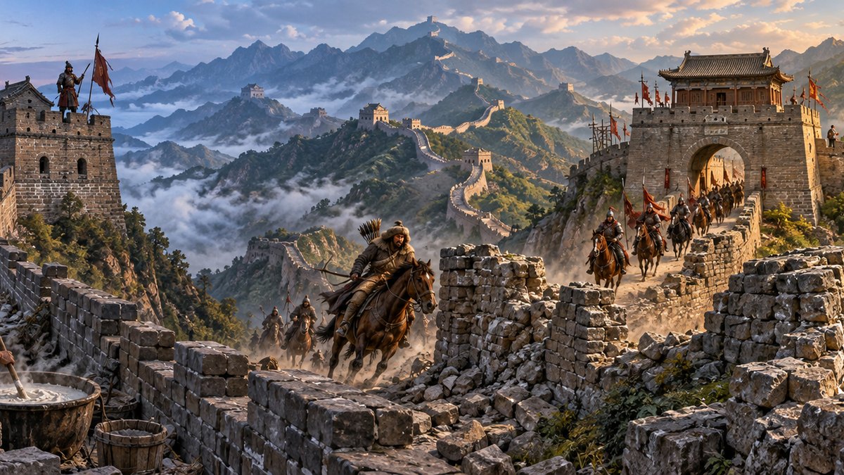 Painted panorama from the GoatNut video: 5 Things Nobody Tells You About The Great Wall Of China