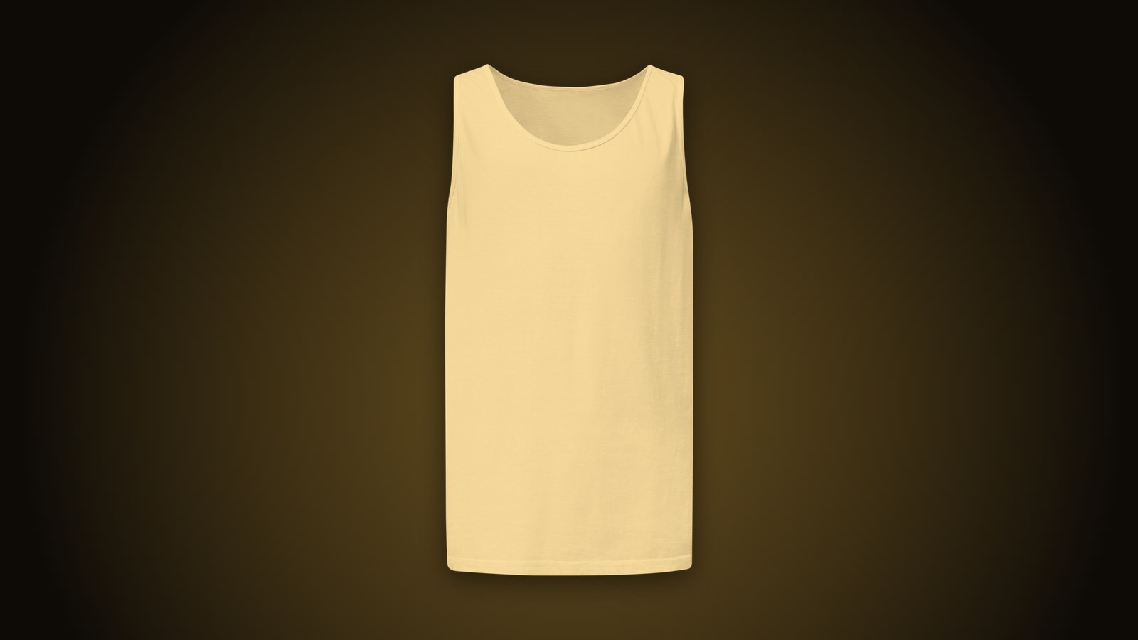 Butter yellow Comfort Colors garment-dyed tank blank on a dark gold-lit background