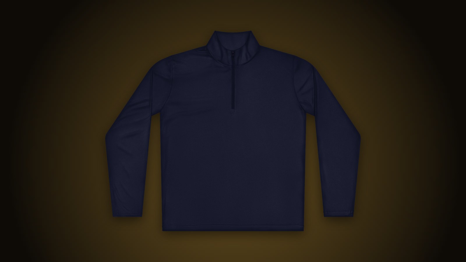 True navy Sport-Tek team quarter-zip blank on a dark gold-lit background