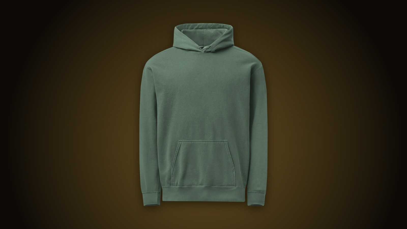 Blue Spruce Comfort Colors garment-dyed hoodie blank on a dark gold-lit background