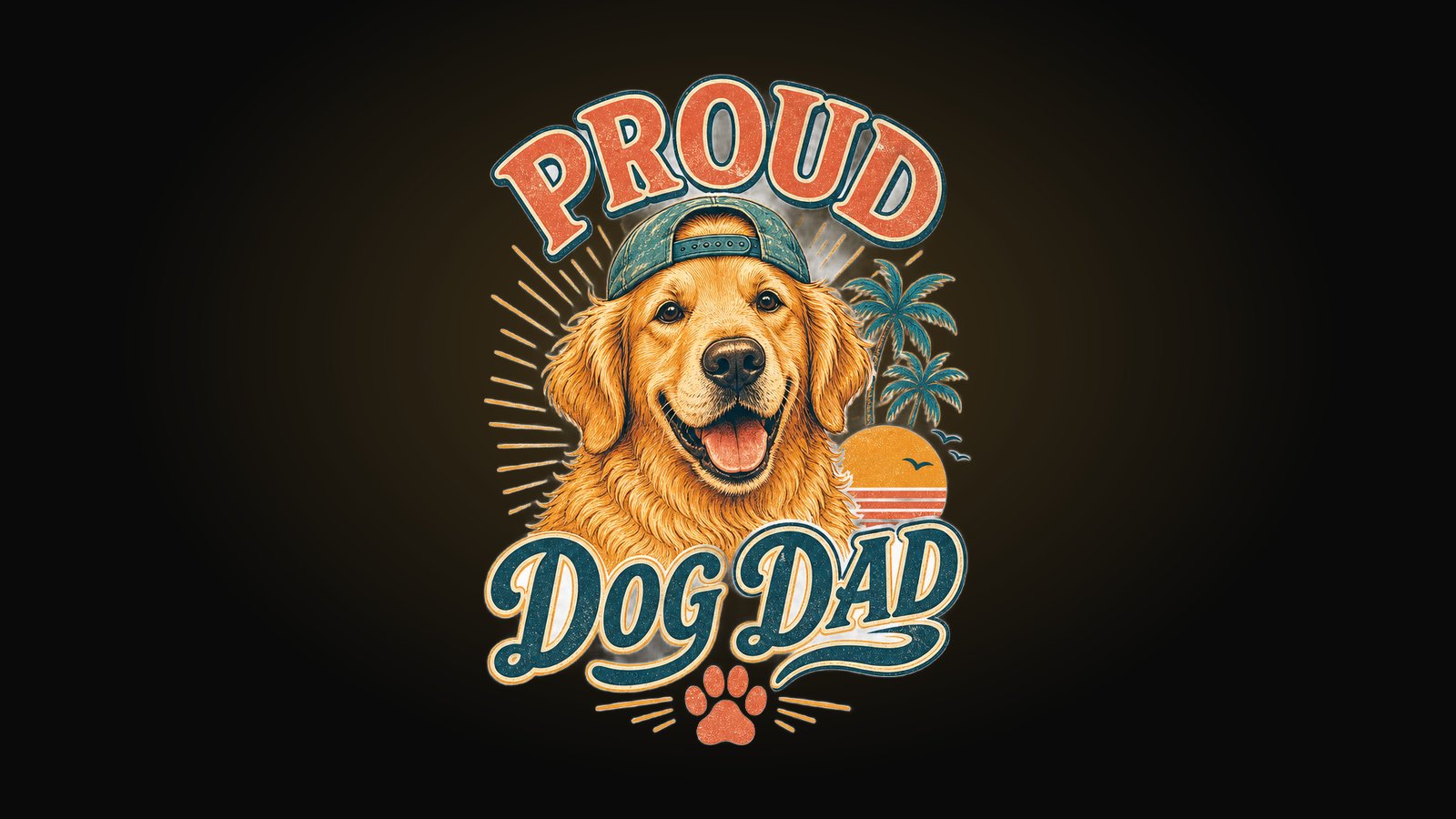 Custom dog dad shirt design with a retro dog portrait badge