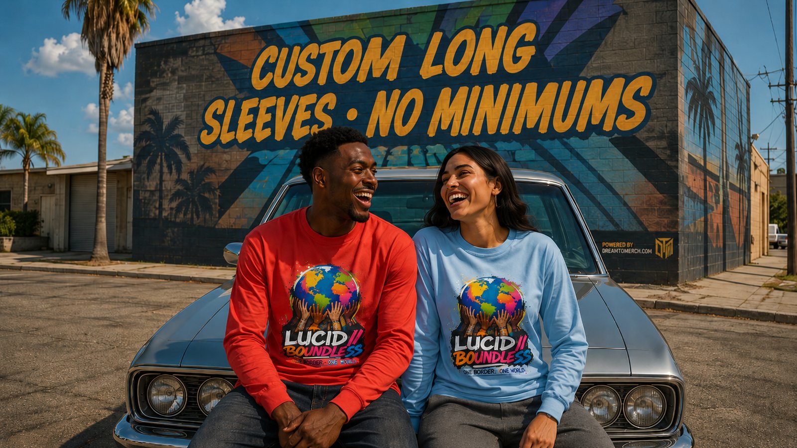Custom printed long sleeve shirt being designed in the free online studio