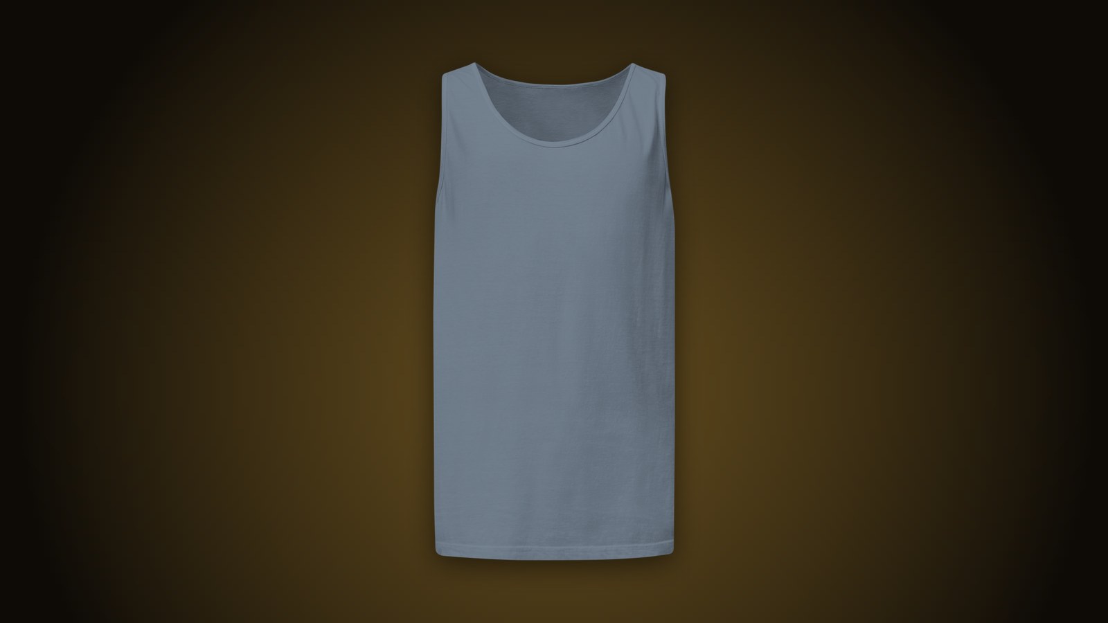 Blue Jean Comfort Colors garment-dyed tank blank on a dark gold-lit background