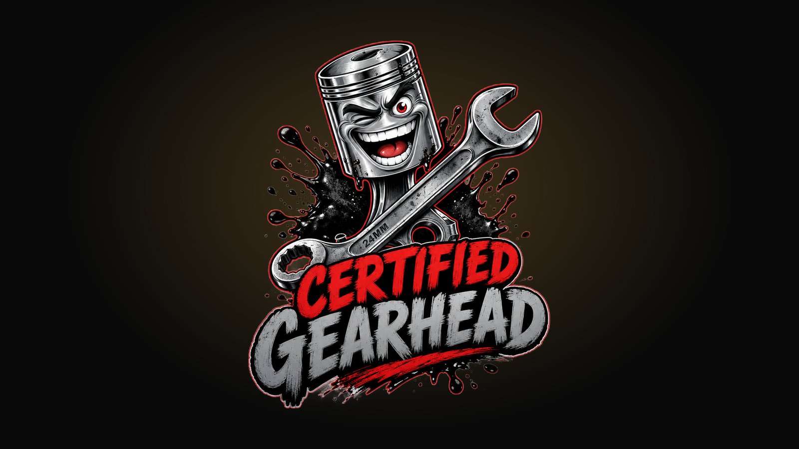 Funny mechanic shirt design with a crossed piston and wrench emblem and a bold saying