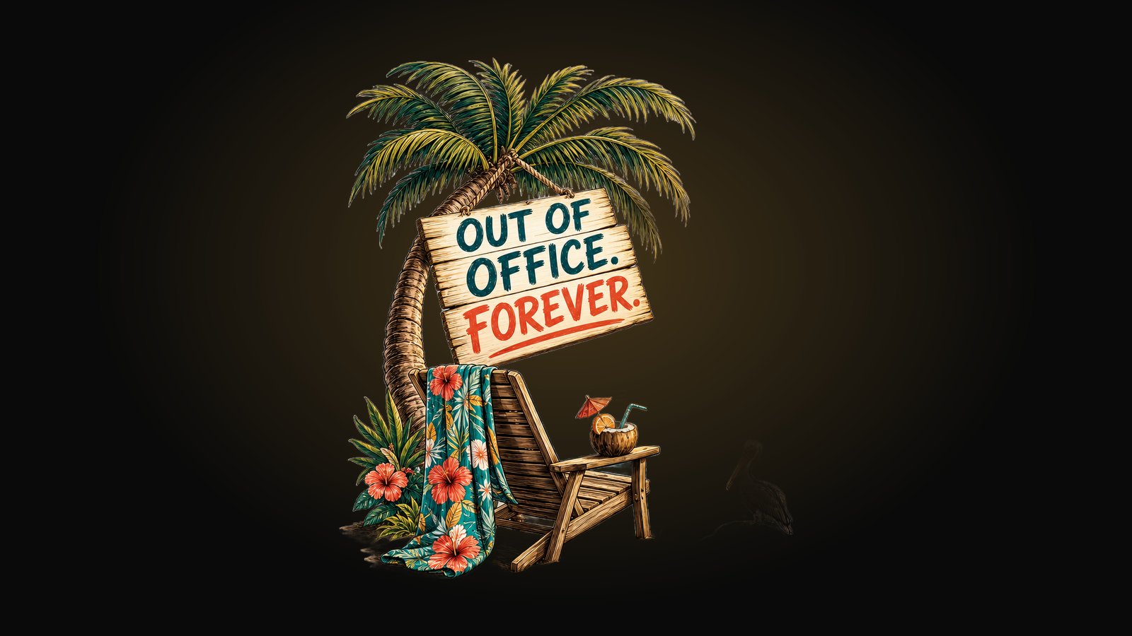 Funny retirement shirt design with beach chair and out of office lettering