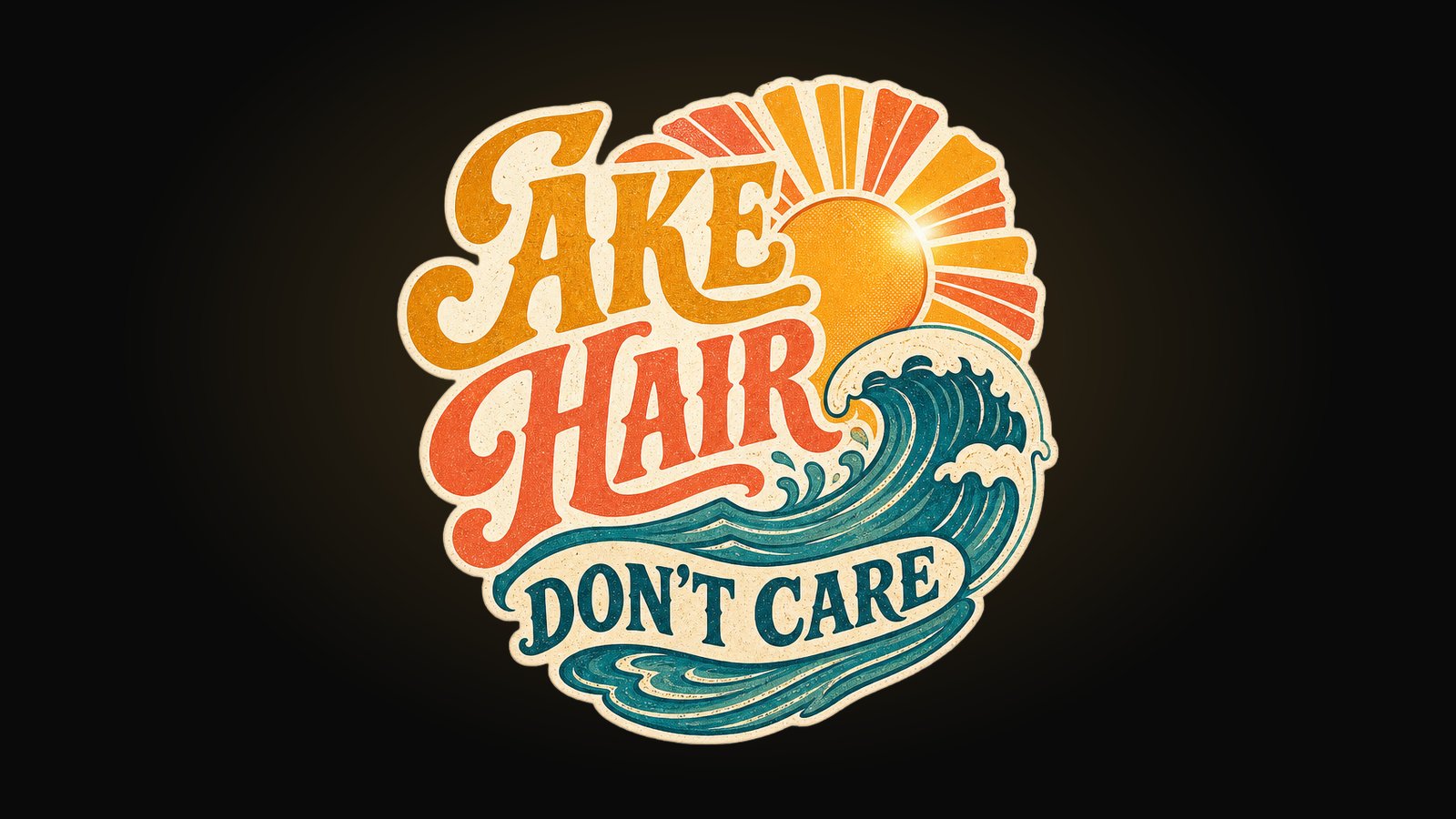 Funny trucker hat embroidery design with lake wave and retro saying