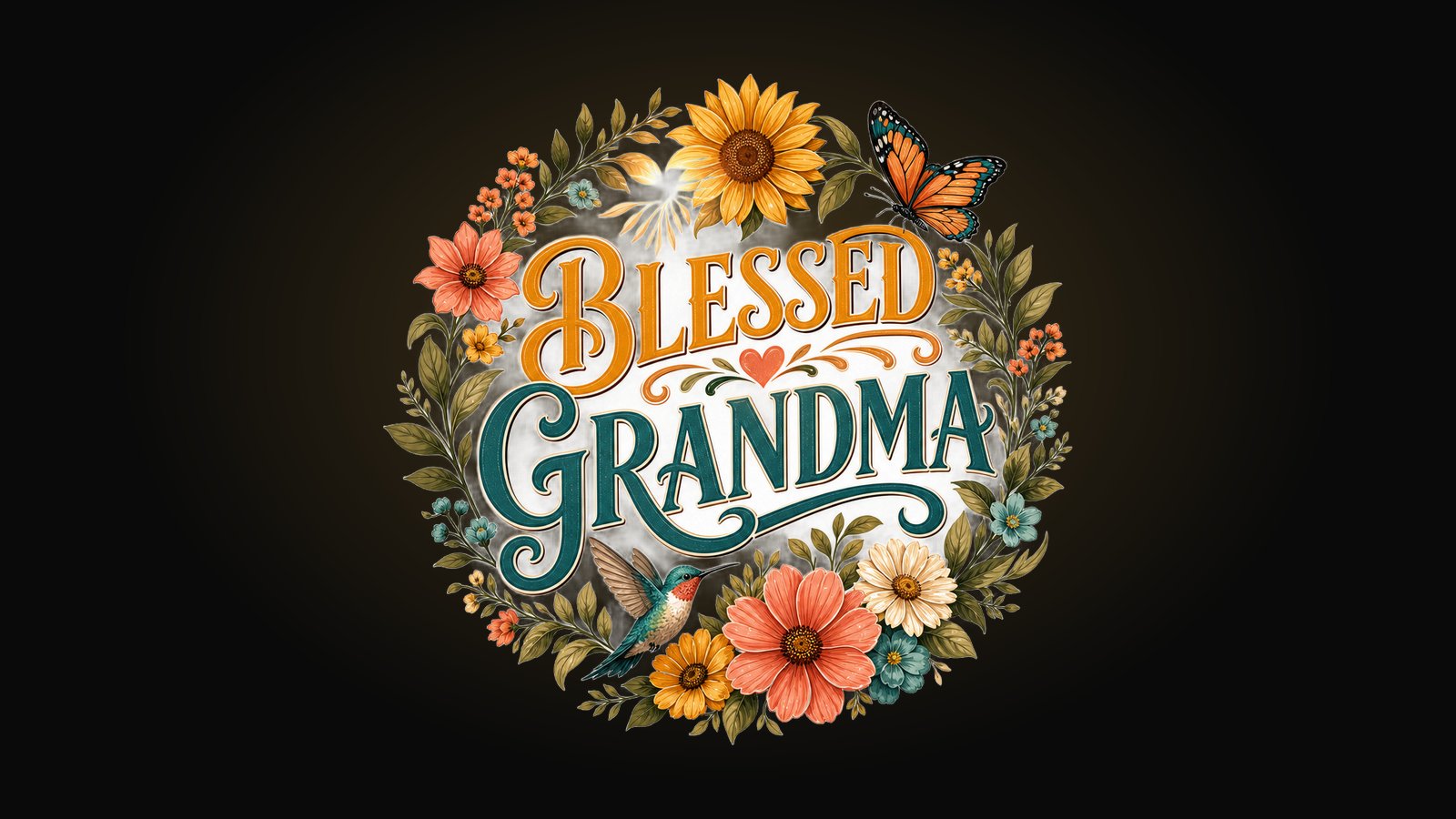 Grandma shirt design with a floral wreath and bold BLESSED GRANDMA script