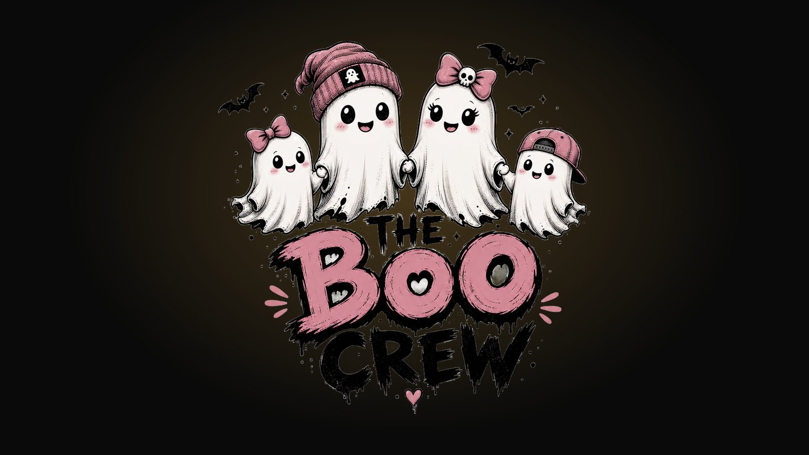 Matching family Halloween shirt design with a cartoon ghost family