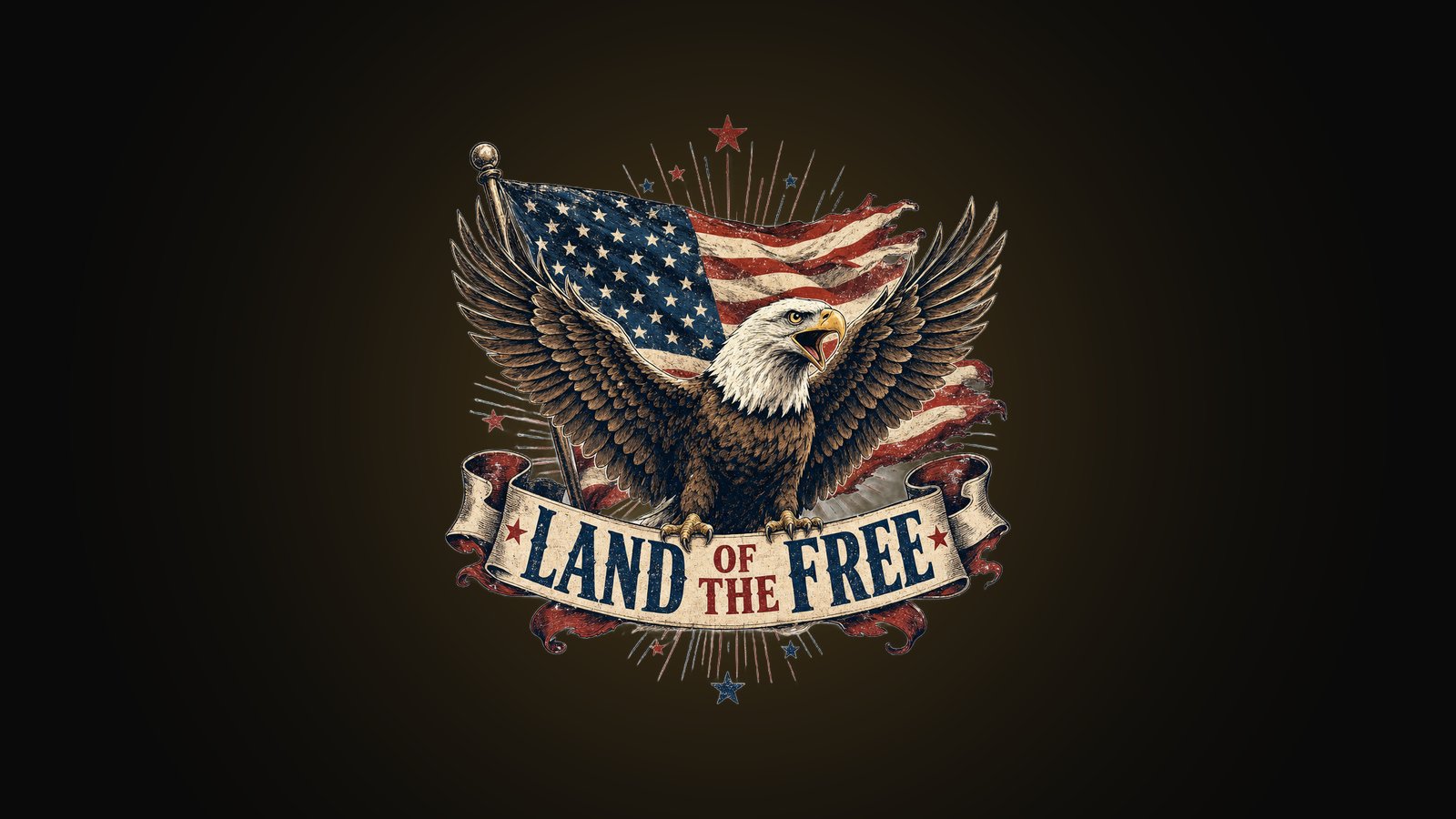 Custom patriotic American flag shirt design with a distressed eagle and flag