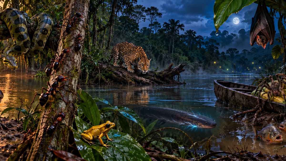 Painted panorama from the GoatNut video: The Amazon Doesn't Need Monsters. It Has These