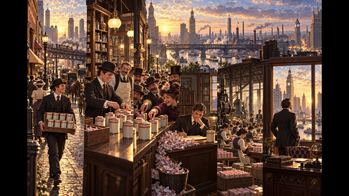 Painted panorama from the GoatNut video: Wrigley's Gum Started As A Free Gift With Soap