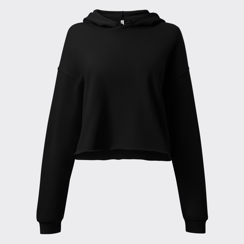 Bella + Canvas 7502 | Women's Cropped Fleece Hoodie 7502 — Black Bella + Canvas 7502 | Women's Cropped Fleece Hoodie 7502 in Black — customize it with your own design at DreamToMerch