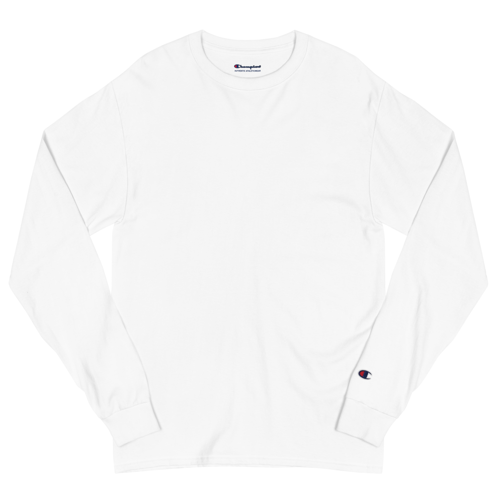 Champion Long Sleeve — White Champion Long Sleeve in White — customize it with your own design at DreamToMerch