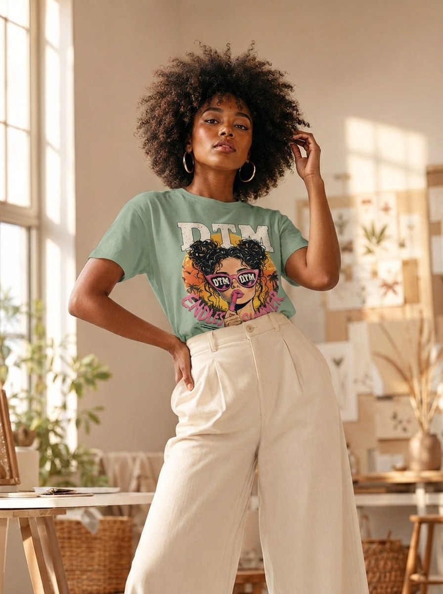 Creator wearing custom embroidered pieces